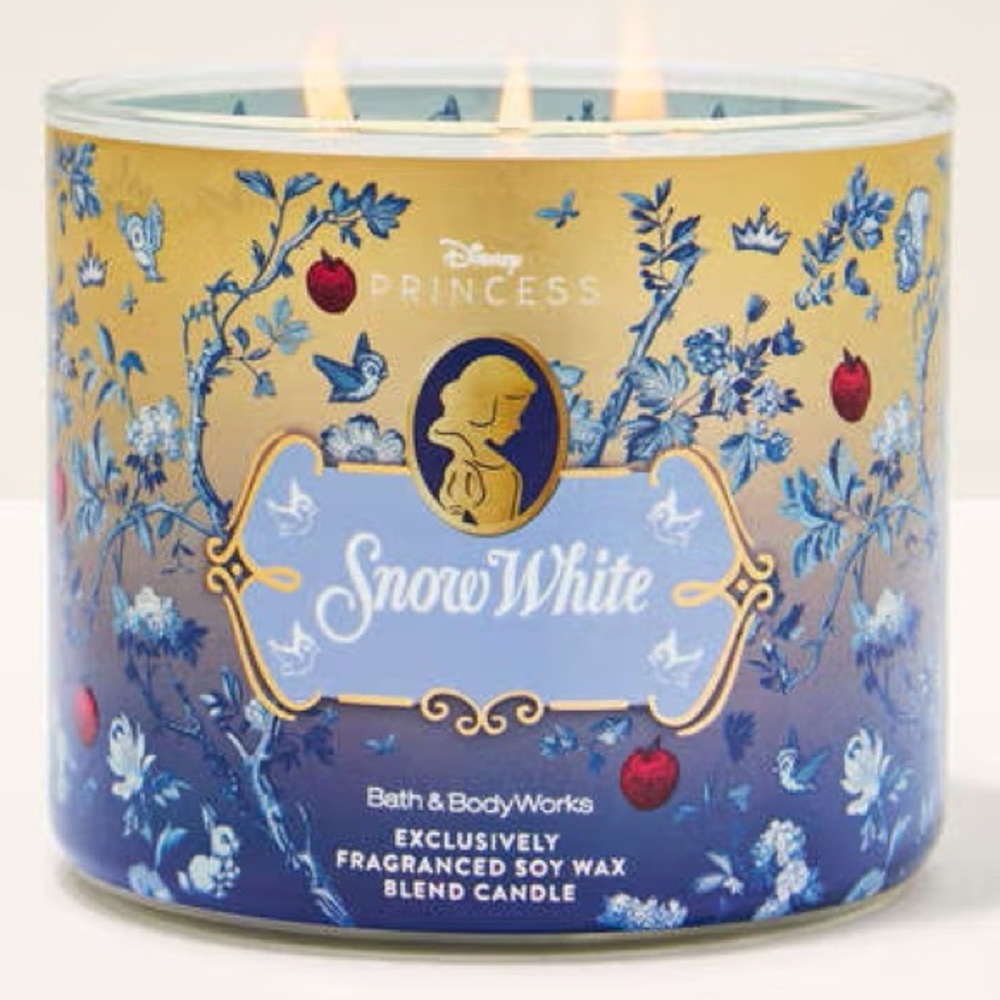 Disney Snow White 3-Wick Scented Candle — Blue & Gold New